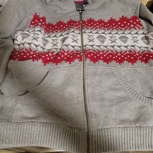 OAKLEY Full Zipper Sweater Jacket Hoody LOOSE Ribbed waist and sleeves